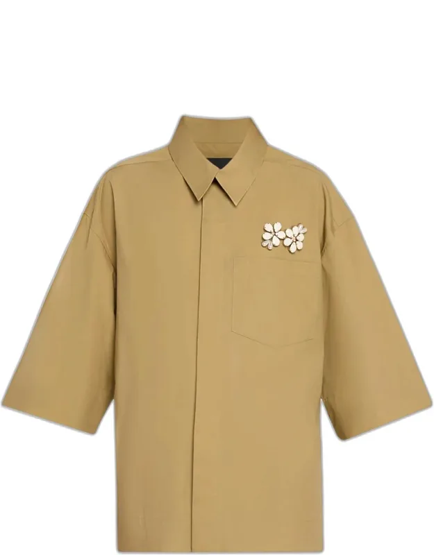 Boxy Floral-embellished Pocket Shirt